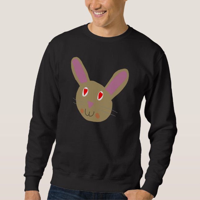 Kawaii rabbit face with heart eyes sweatshirt (Front)