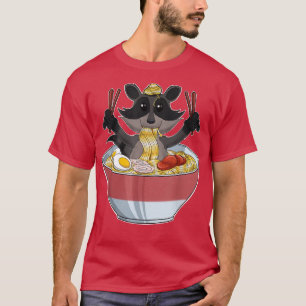Kawaii Racoon Japanese Ramen Noodles I Otaku Anime T-Shirt