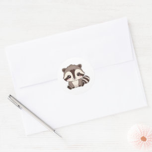 Kawaii Racoon Round Sticker