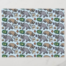 Kawaii Racoon "Trash Panda" Scrapbook Paper 8x11