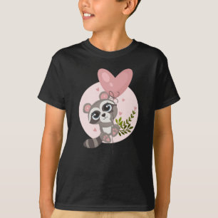 Kawaii Racoon with Balloon for Valentine's Day T-Shirt
