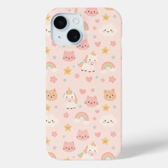 Kawaii Rainbow Animal Seamless Pattern | Cute Case-Mate iPhone Case (Back)