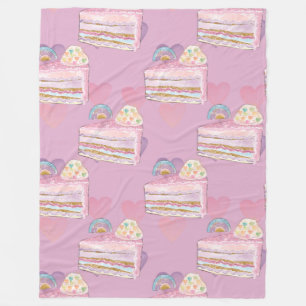 Kawaii Rainbow Cake Pattern – Pastel Purple Fleece Blanket