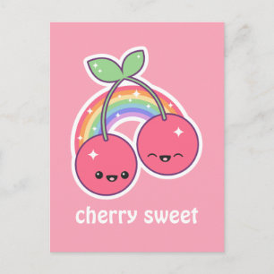 Kawaii Rainbow Cherries Postcard