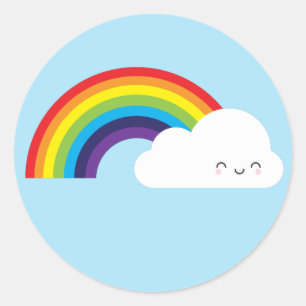 Kawaii Rainbow Classic Round Sticker