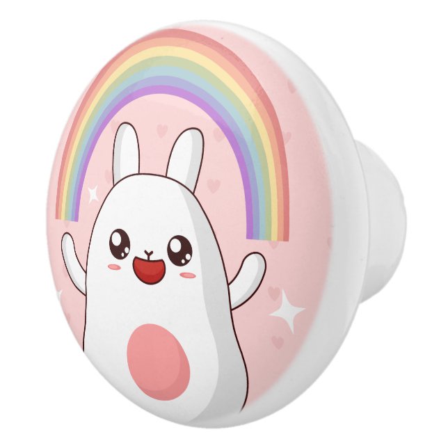 Kawaii rainbow clipart ceramic knob (Right)