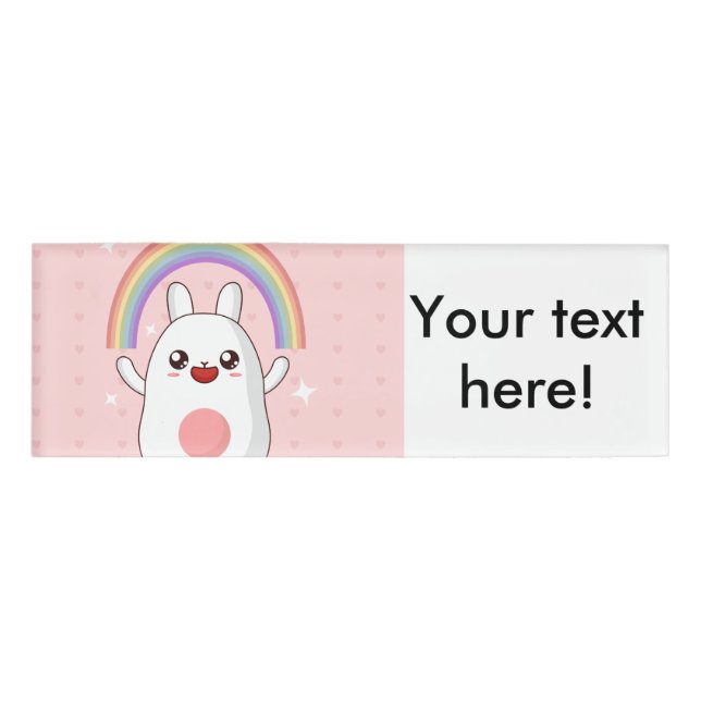 Kawaii rainbow clipart name tag (Front)
