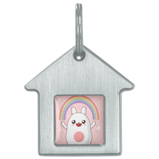 Kawaii rainbow clipart pet ID tag (Front)
