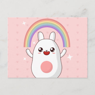 Kawaii rainbow clipart postcard