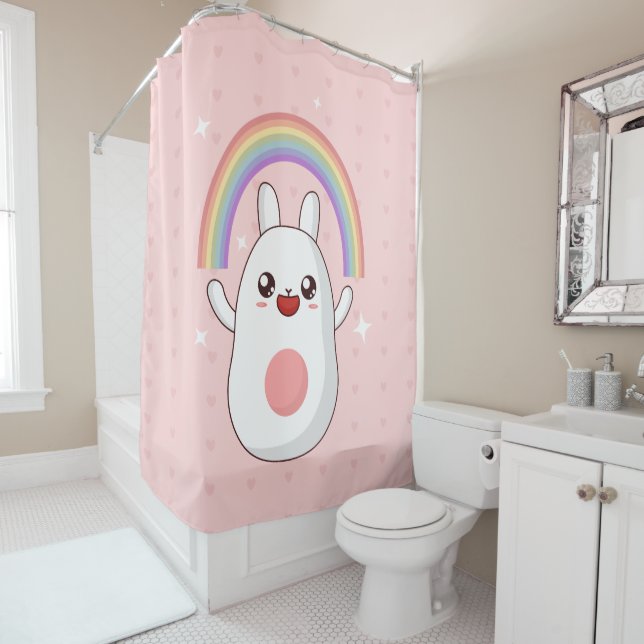 Kawaii rainbow clipart shower curtain (In Situ)