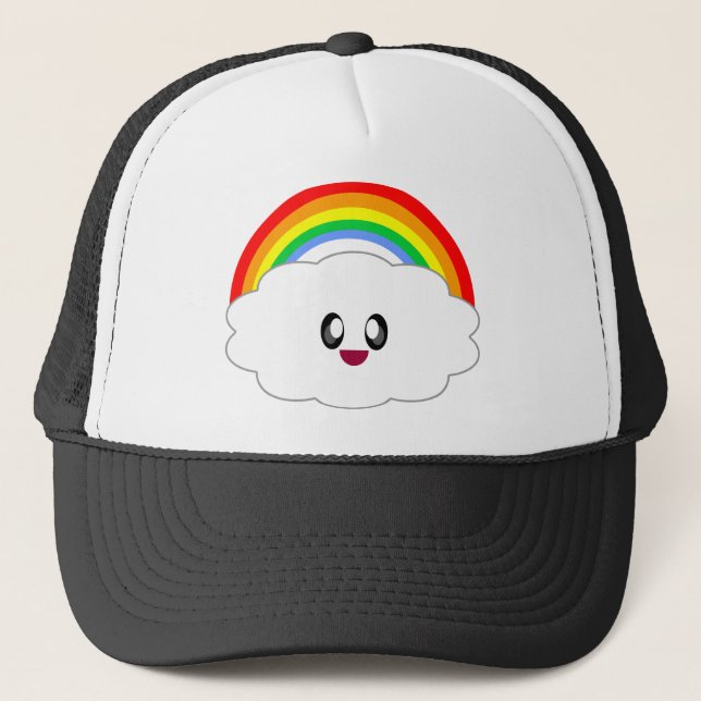 KAWAII RAINBOW CLOUD CUTE OVERLOAD TRUCKER HAT (Front)