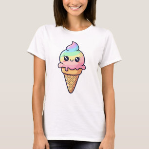 Kawaii Rainbow Ice Cream Cone T-Shirt