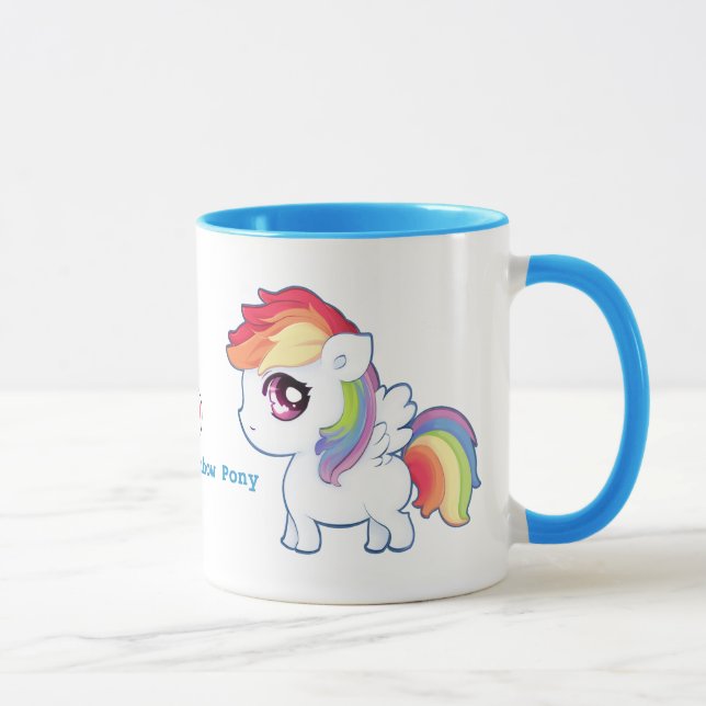 Kawaii rainbow pony - Personalised Mug (Right)