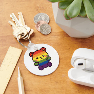 Kawaii Rainbow Teddy – A Cute LGBTQ+ Pride Plush Key Ring