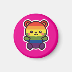 Kawaii Rainbow Teddy – A Cute LGBTQ+ Pride Plush Magnet
