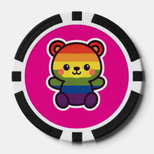 Kawaii Rainbow Teddy – A Cute LGBTQ+ Pride Plush Poker Chips