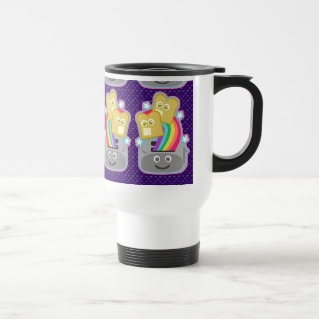 Kawaii Rainbow Toast Character Fun Breakfast Travel Mug (Right)