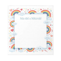 Kawaii Rainbows Personalised Mitzvah Notes Notepad