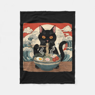 Kawaii Ramen Cat Anime Japanese Noodles Food Wave  Fleece Blanket