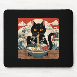 Kawaii Ramen Cat Anime Japanese Noodles Food Wave Mouse Pad