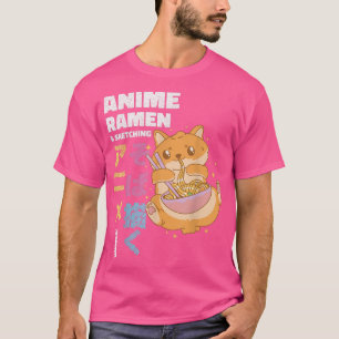 Kawaii Ramen Cat  Anime Ramen Sktetching  T-Shirt