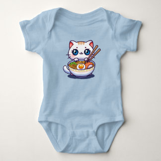 Kawaii Ramen Cat Baby Bodysuit