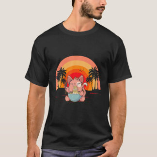Kawaii Ramen Cat Funny Anime Neko Chonk Japanese R T-Shirt