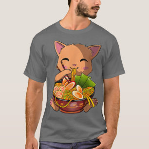 Kawaii Ramen Cat, Japanese Neko Noodle Funny Anime T-Shirt