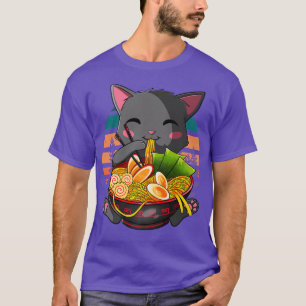 Kawaii Ramen Cat, Japanese Neko Noodle Funny Anime T-Shirt