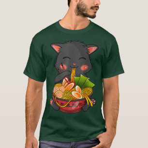 Kawaii Ramen Cat, Japanese Neko Noodle Funny Anime T-Shirt