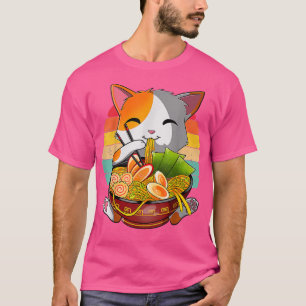 Kawaii Ramen Cat, Japanese Neko Noodle Funny Vinta T-Shirt