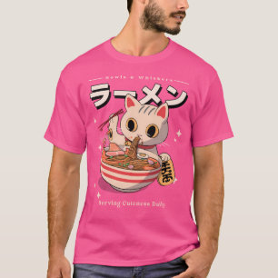 Kawaii Ramen Cat Vintage Japanese Noodle Art T-Shirt