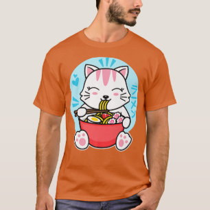 Kawaii Ramen Cute Anime White Cat Japanese Instant T-Shirt