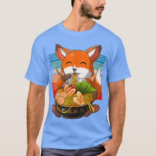 Kawaii Ramen Fox, Japanese Neko Noodle Funny Anime T-Shirt