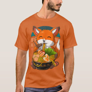 Kawaii Ramen Fox, Japanese Neko Noodle Funny Anime T-Shirt