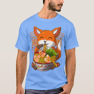 Kawaii Ramen Fox, Japanese Neko Noodle Funny Anime T-Shirt