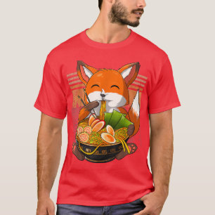 Kawaii Ramen Fox, Japanese Neko Noodle Funny Anime T-Shirt
