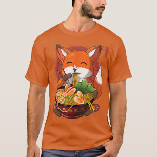 Kawaii Ramen Fox, Japanese Neko Noodle Funny Anime T-Shirt