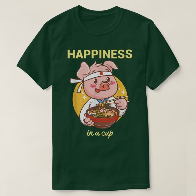 Kawaii Ramen Japanese Anime Noodles Cute Piglet No T-Shirt (Design Front)