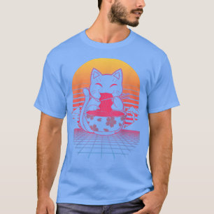 Kawaii Ramen Neko Retro Cat Japanese Noodle Anime  T-Shirt