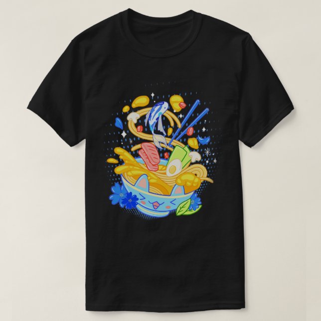 Kawaii Ramen Noodle Bowl Otaku Japanese Aesthetic T-Shirt (Design Front)