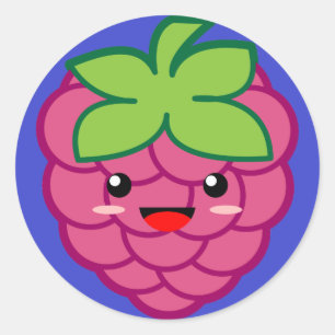 Kawaii Raspberry Classic Round Sticker