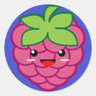Kawaii Raspberry Classic Round Sticker