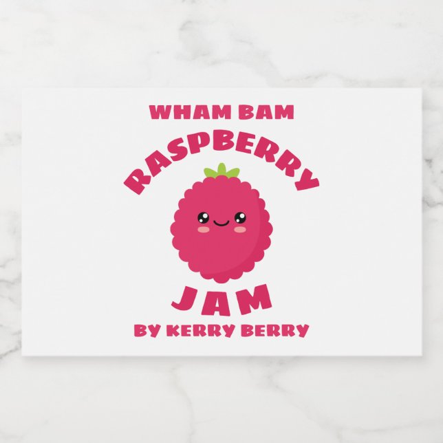 Kawaii Raspberry Jam Food Label (Single Label)