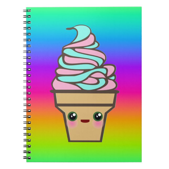 Kawaii Rave Ice Cream Cone Notebook (Front)