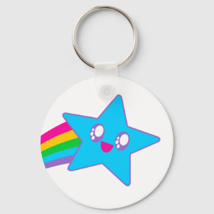 Kawaii Rave Neon Star Rainbow Key Ring