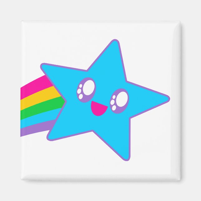Kawaii Rave Neon Star Rainbow Magnet (Front)