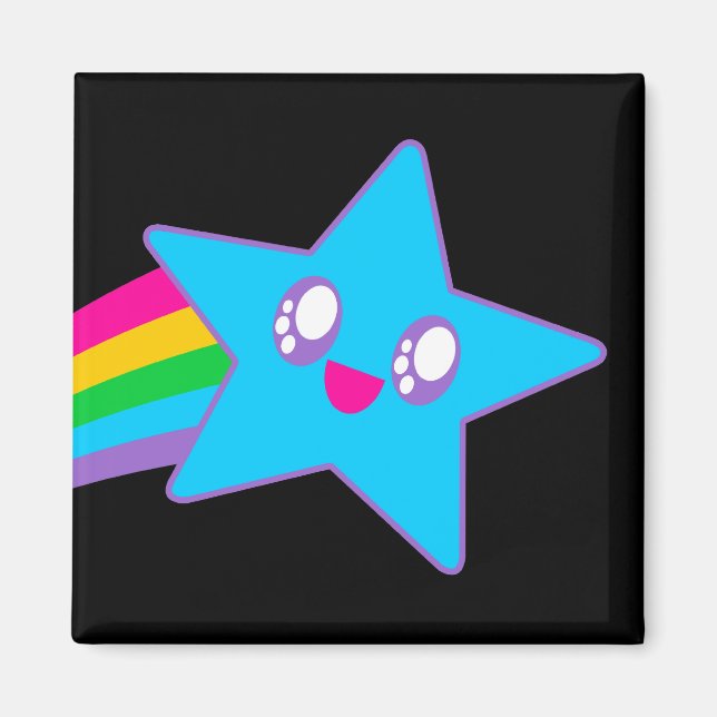Kawaii Rave Neon Star Rainbow Magnet (Front)