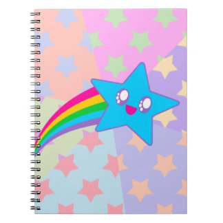 Kawaii Rave Rainbow Stars Spiral Notebook