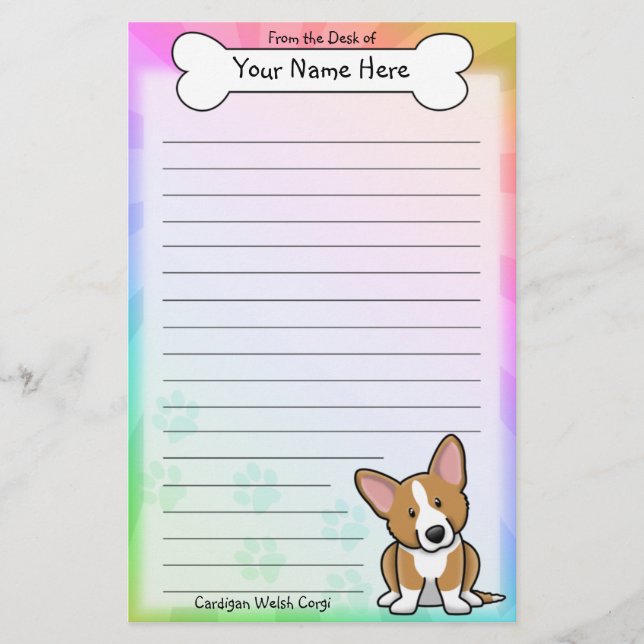 Kawaii Red Cardigan Welsh Corgi Stationery (Front)